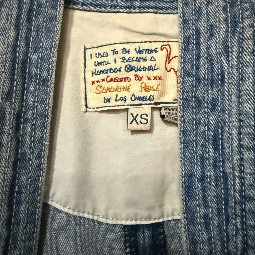 Free people collab distressed kimono style jean jacket - Picture 3 of 6